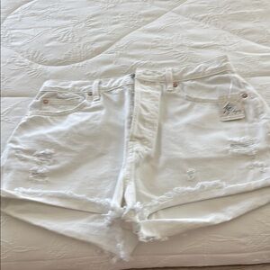 We The Free White Distressed Jean Shorts